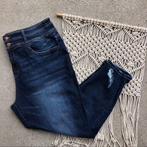 Kancan Plus Size Distressed Jeans - Ultra High Rise Ankle Skinny Jeans Size 36